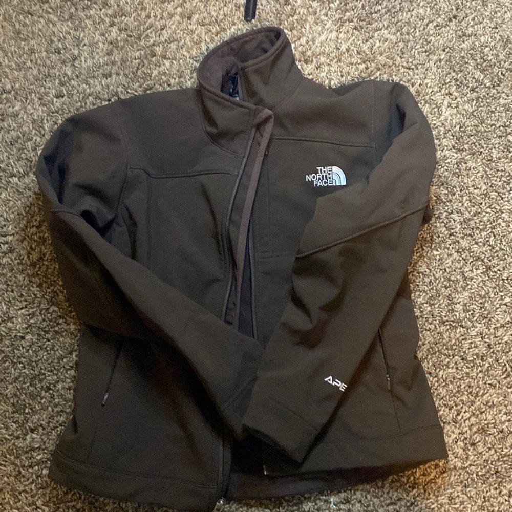 North face rain zip up jacket brown